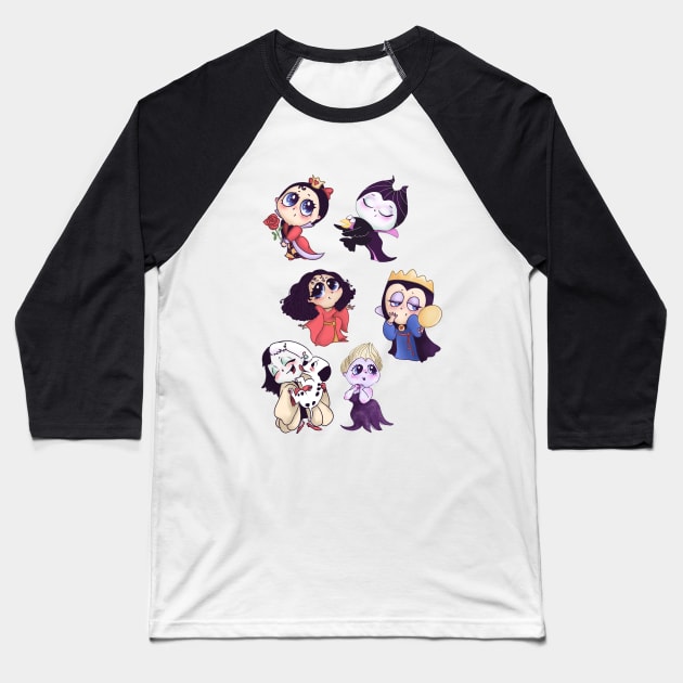 Cute Villain Ladies Baseball T-Shirt by ArtInPi